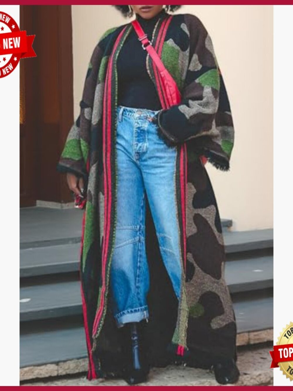 Open Front Long Cardigan Oversized Knit Duster Coat - Picture 4 of 5